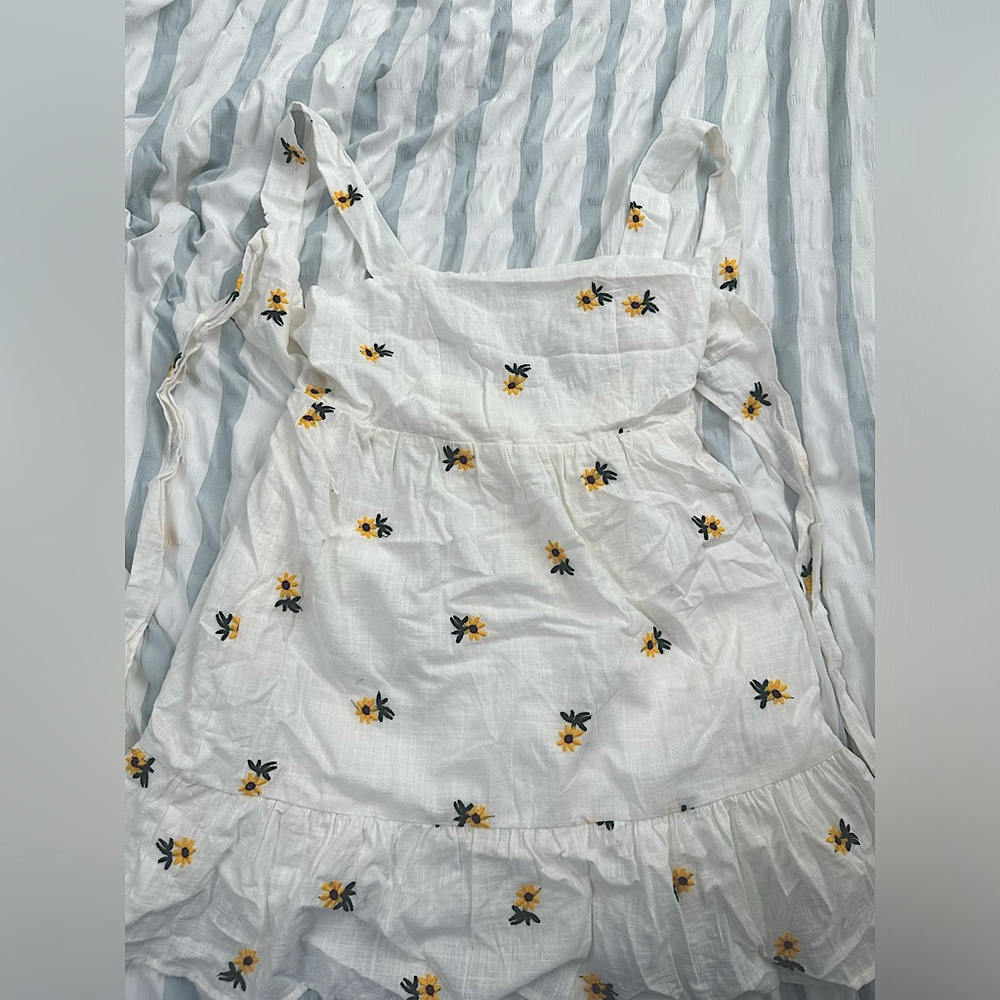 White sundress with sunflowers